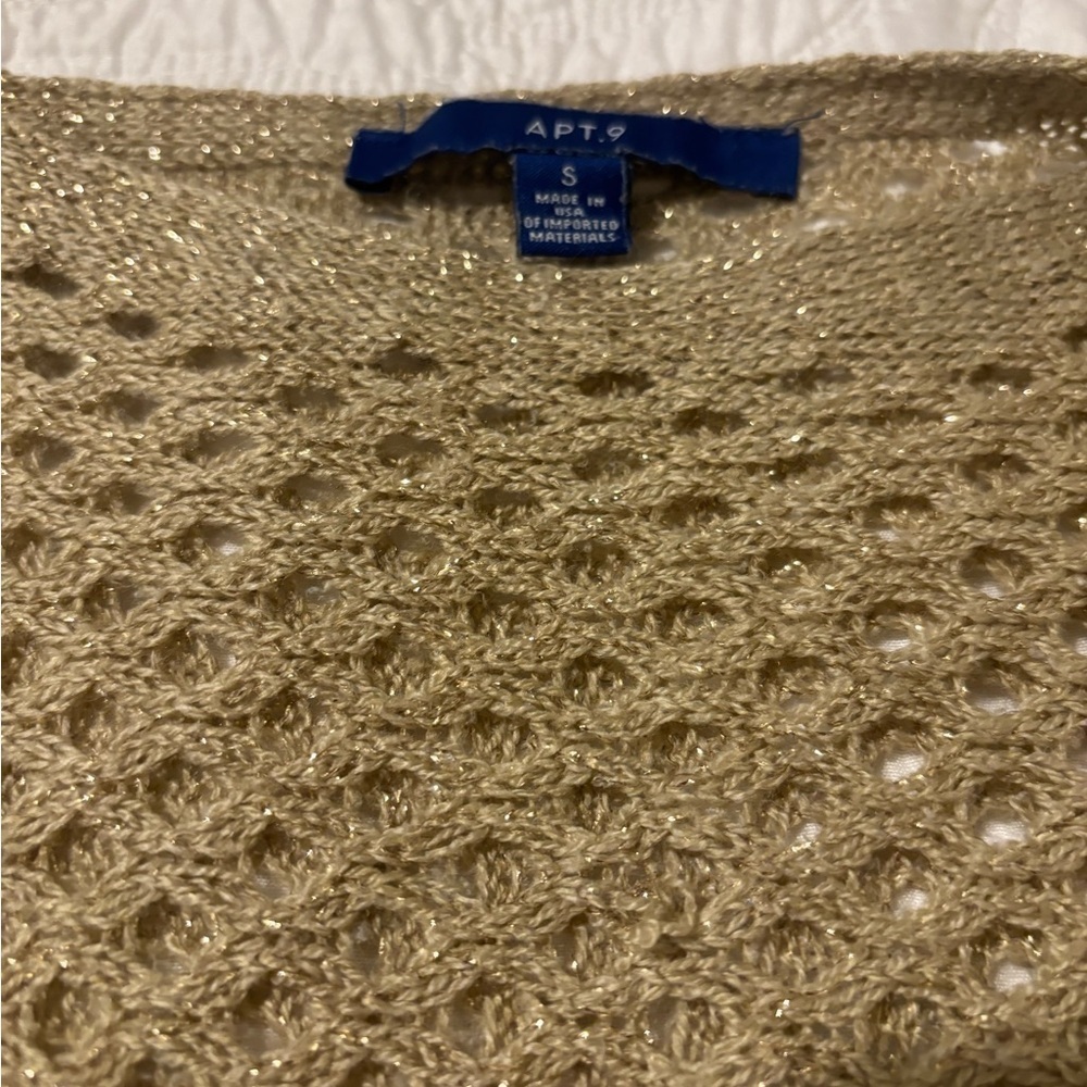 APT 9 Women's gold fishnet Sweater shirt size small - Picture 6 of 8